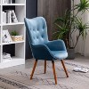Blue Contemporary Silky Velvet Tufted Button Back Accent Chair - 4 of 4