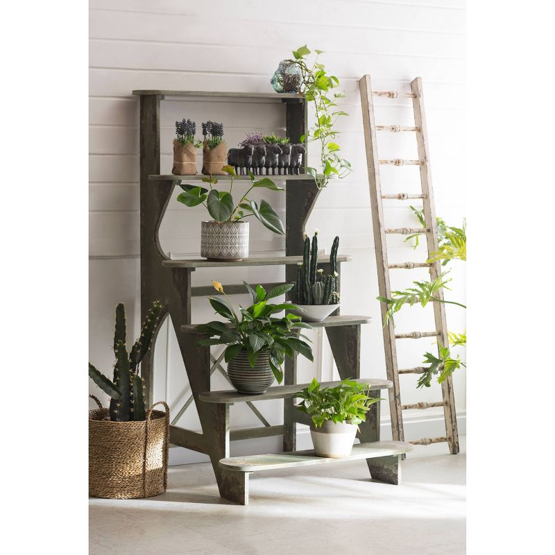 12.5&#34;x69&#34; Decorative Wood Ladder Distressed White - Storied Home, 5 of 9