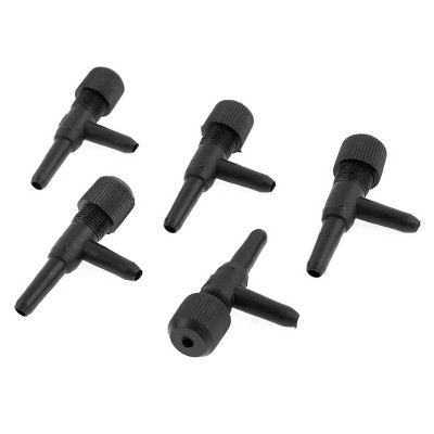 Unique Bargains Fish Tank Aquarium Plastic 2 Way Air Pump Control Valves Splitter Black 5 Pcs
