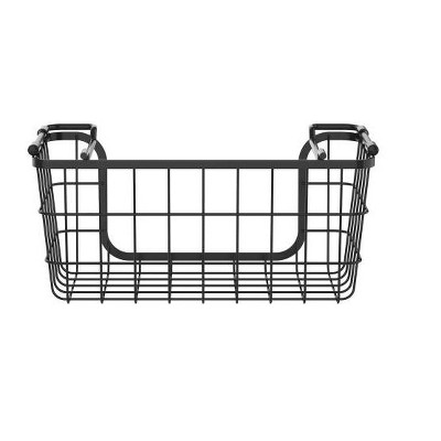 Modern Black Metal Wire 3-Piece Stackable Storage Basket Set