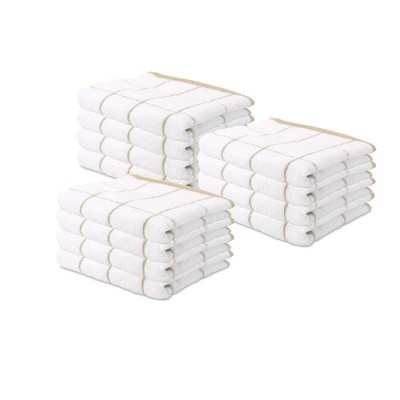 Tan Cotton Terry Kitchen Towels Set - 12 Pack