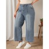 Agnes Orinda Women's Plus Size Wide Leg Baggy Washed Stretch with Pockets Denim Ankle Jeans - 2 of 4