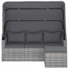 vidaXL 3-Seater Patio Sofa Set with Adjustable Roof, Footstool & Poly Rattan Finish in Gray - Weather-Resistant Outdoor Lounger - 3 of 4