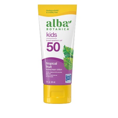 Kids Tropical Fruit Sunscreen - SPF 50 by Alba Botanica  -  3 fl. oz. Lotion