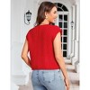 Women's Summer Sweaters Vest  Sleeveless Button Down Cropped Pockets Chunky Knit Cardigan Trendy Tank Tops - 4 of 4