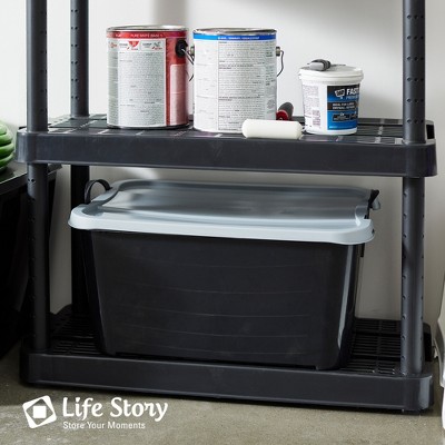 Life Story 55 Quart Black Stackable Lidded Storage Bins, Set of 6