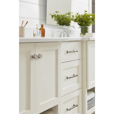 Modern Brushed Nickel Round Cabinet Knob with Mounting Hardware