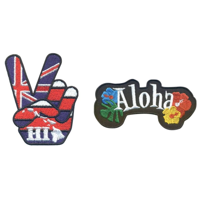 HEDi-Pack 2pk Self-Adhesive Polyester Hook &#38; Loop Patch - Hawaii Aloha and USA Hawaii Peace, 1 of 8