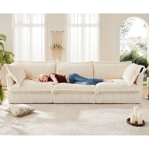 VASIP Modern 3-Seater Slipcovered Sofa Couch with Suppleness Armrests,Deep Seat,Soft Chenille Fabric for Living Room,Apartment,Cream - 1 of 4