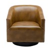 Faux Leather Wood Base Swivel Chair with Solid Wood Frame, Foam Cushion, and Transitional Styling - 3 of 4