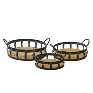 VIP Wood 15.5 in. Brown Cage Trays with Handle Set of 3 - 1 of 4