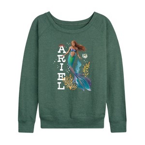 Women's - Disney - Ariel in Water Lightweight French Terry Wide Neck Long Sleeve Shirt - 1 of 4