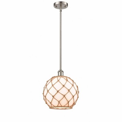 Farmhouse Rope - 1 Light Stem Hung Mini Pendant In Industrial Style-13 Inches Tall and 10 Inches Wide