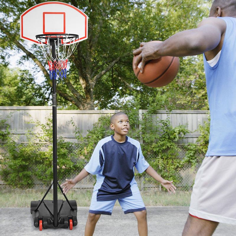 Costway Adjustable Basketball Hoop System Stand Kid Indoor Outdoor Net Goal W/ Wheels, 2 of 11