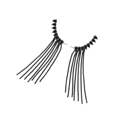 SOHI Women's Onyx Black Party Cuff Earrings