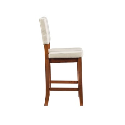 Milano 24" Cream Upholstered Wood Counter Stool