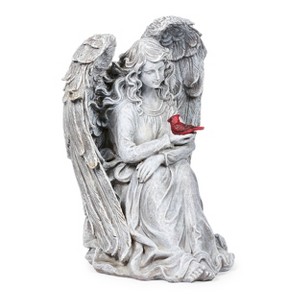 Roman 11" Cardinal Memorial Angel Resin Outdoor Garden Statue Gray - 1 of 4