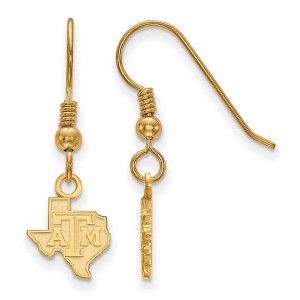 Black Bow Jewelry 14k Yellow Gold Plated Sterling Silver Texas A&M Aggies NCAA Dangle Earrings - 1 of 3
