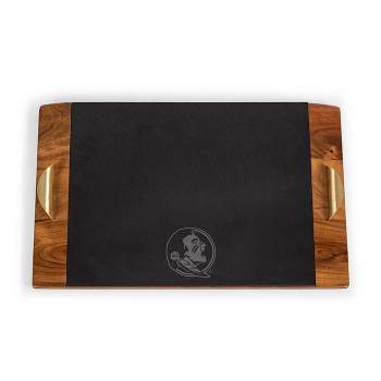 NCAA Florida State Seminoles Covina Acacia Wood and Slate Black with Gold Accents Serving Tray