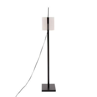 Arturo Black Wood and Steel Floor Lamp with Grey Shade
