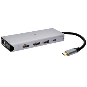 Monoprice 12-in-1 Dual-HDMI + VGA MST Triple Monitor Docking Station, Dual 4K HDMI, VGA, 5Gbps USB‑A, Gigabit Ethernet, SD/MicroSD Readers, 100W PD - 1 of 4