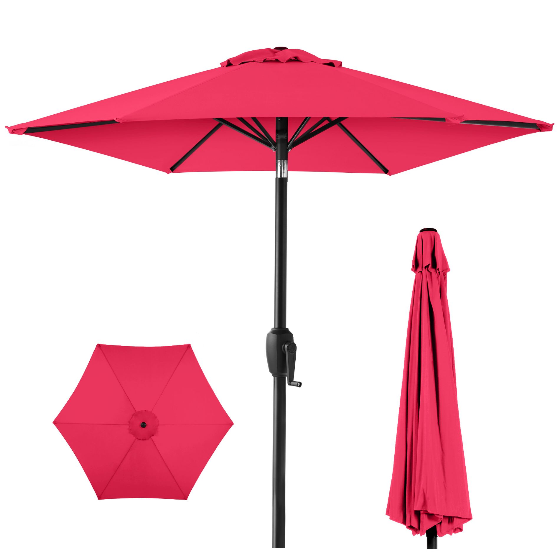 Best Choice Products 7.5ft Heavy-Duty Outdoor Market Patio Umbrella w/ Push Button Tilt, Easy Crank