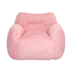Vynxaria Blush Pink Bean Bag Seat - 47" Oversized Lounge Chair with Supportive Armrests - 1 of 4