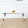Okak Dining Table for Small Space, Contemporary Rectangle Tempered Glass Dining Table with Metal Legs for 4 People - 2 of 4