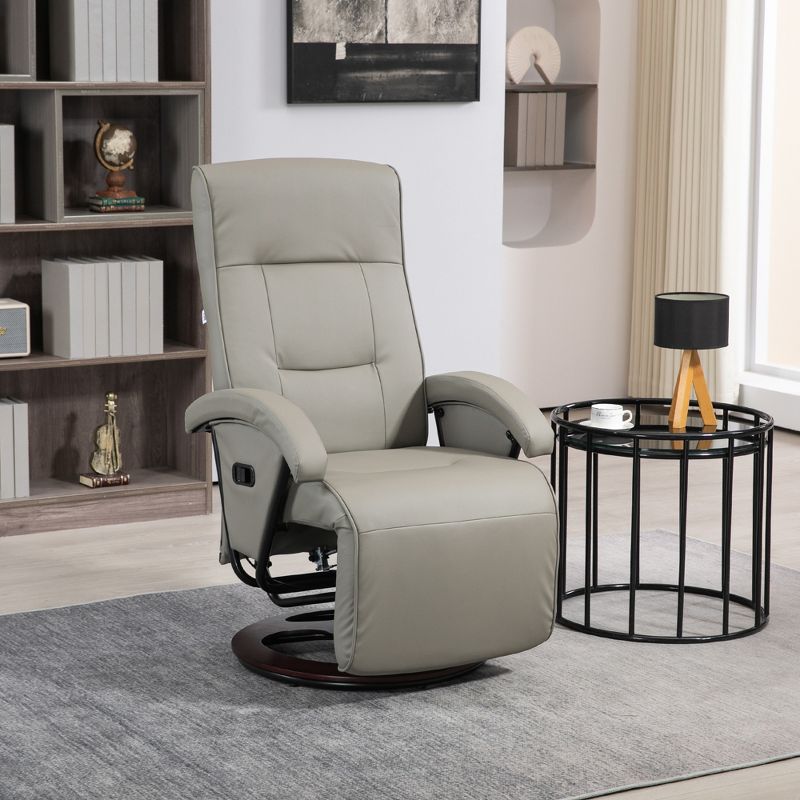 HOMCOM Recliner Chair with Footrest, PU Leather Swivel High Back Armchair, 135° Adjustable Backrest Thick Foam Padding, 3 of 7