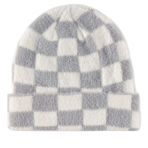 Shiraleah Grey and White Check Tanner Beanie - image 1 of 2