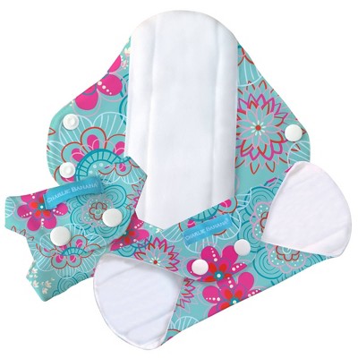 Charlie Banana Reusable Feminine Pad - Regular Absorbency - Floriana 3pk