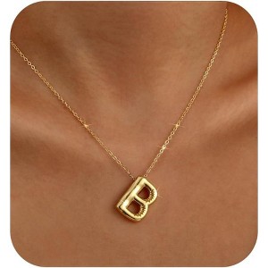 Bubble Initial Necklace Gold Plated Balloon Charm Birthday Gift - 1 of 4
