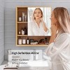 Artloge 3 Tier Natural Bamboo Mirrored Cabinet Wall Mounted Storage Cabinet Adjustable Shelves for Medicine Shaving Makeup - 3 of 4