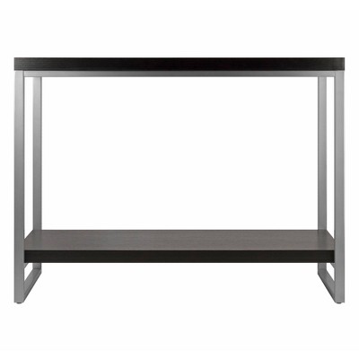 Espresso Brown Wood and Metal Console Table with Storage