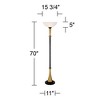 Possini Euro Design Burbank Modern Art Deco Torchiere Floor Lamp 70" Tall Black Brass Frosted White Glass Shade for Living Room Bedroom Office House - 4 of 4