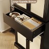 Garvee 69" Rustic Pantry Cabinet with Rattan Doors, Adjustable Shelves & Drawer – Moisture-Resistant Engineered Wood Storage - 4 of 4