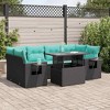vidaXL 7 Piece Patio Sofa Set with Cushions Brown Poly Rattan Acacia - 2 of 4