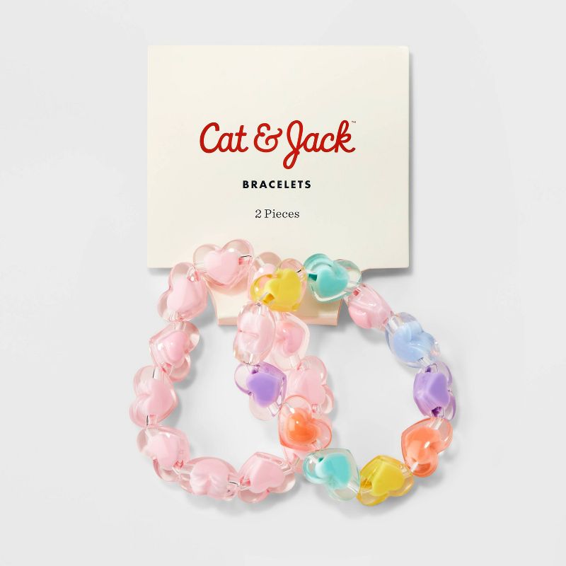 Girls&#39; 2pk Stretch Bracelet Set with Heart Beads - Cat &#38; Jack&#8482;, 3 of 5