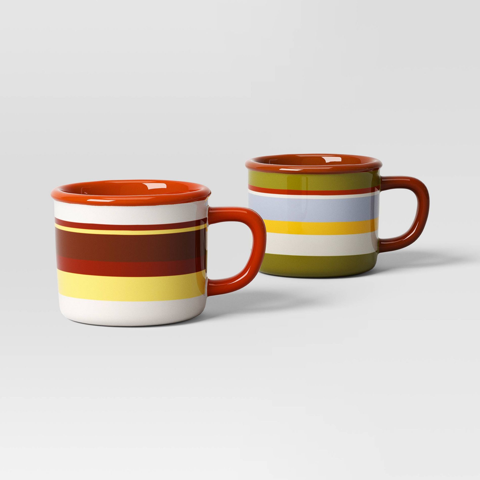 13.5 fl oz Set of 2 Stoneware Camper Mugs Striped - Room Essentials™