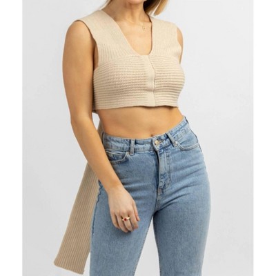 Women's KNIT SELF WRAP CROP TOP - MABLE