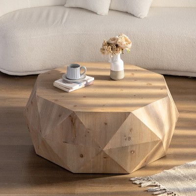 38"Three-dimensional Embossed Pattern Design American Retro Style Coffee Table
