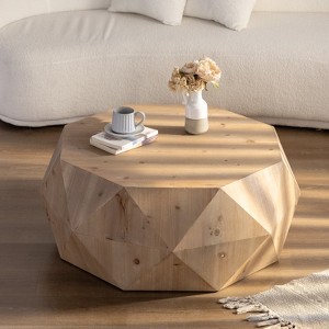 38"Three-dimensional Embossed Pattern Design American Retro Style Coffee Table - 1 of 4