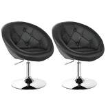 Costway Set of 2 Swivel Bar Stools Height Adjustable Round Tufted Back Bar Chairs Black