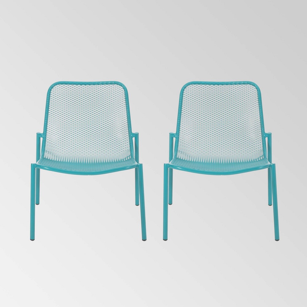 Photos - Garden Furniture Bucknell Set of 2 Iron Modern Dining Chairs - Matte Teal - Christopher Kni