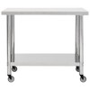 vidaXL Kitchen Work Table with Wheels, 31.5"x23.6"x33.5" Stainless Steel - 3 of 4