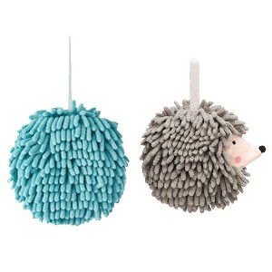 REGALWOVEN 2 Pcs Comfortable Soft Absorbent Chenille Ball Fuzzy Hand Towel for Home Decor - 1 of 4