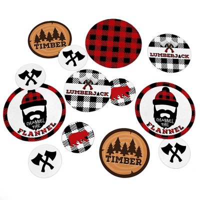 Big Dot of Happiness Lumberjack - Channel the Flannel - Buffalo Plaid Party Giant Circle Confetti - Party Decorations - Large Confetti 27 Count