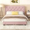 Queen-Size Linen Upholstered Platform Storage Bed with 2 Drawers in Pink - 2 of 4