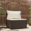 vidaXL Elegant Brown Middle Sofa with Cream White Cushions - Poly Rattan Patio Furniture, Weather-Resistant, Sturdy Powder-Coated Steel Frame - 2 of 4