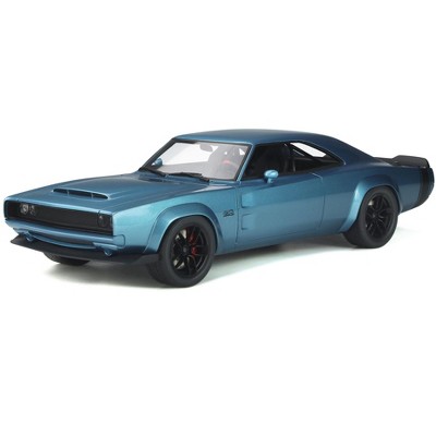 1968 Dodge Super Charger Sema Concept "Mopar" Blue Metallic with Black Tail Stripes 1/18 Model Car by GT Spirit